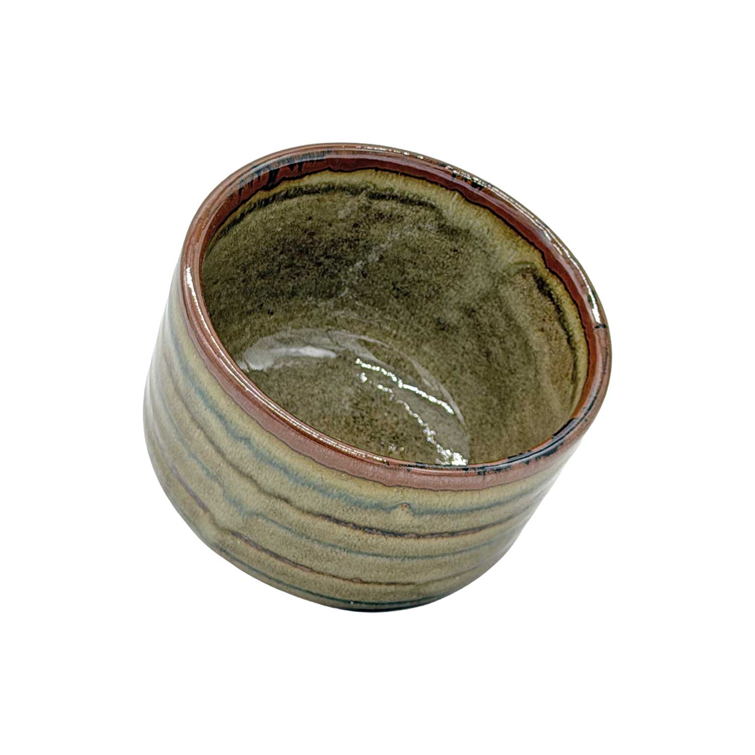 Matchaschale „Midori Nagare“ – Keramik-Schale in Grün-Braun