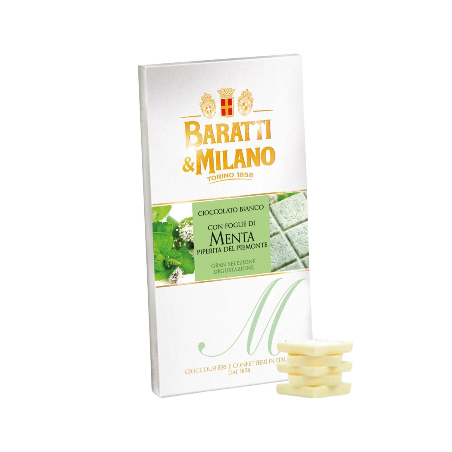 Baratti Weiße Schokoladentafel mit Minze – 75 g Baratti Weiße Schokoladentafel mit Minze – 75 g