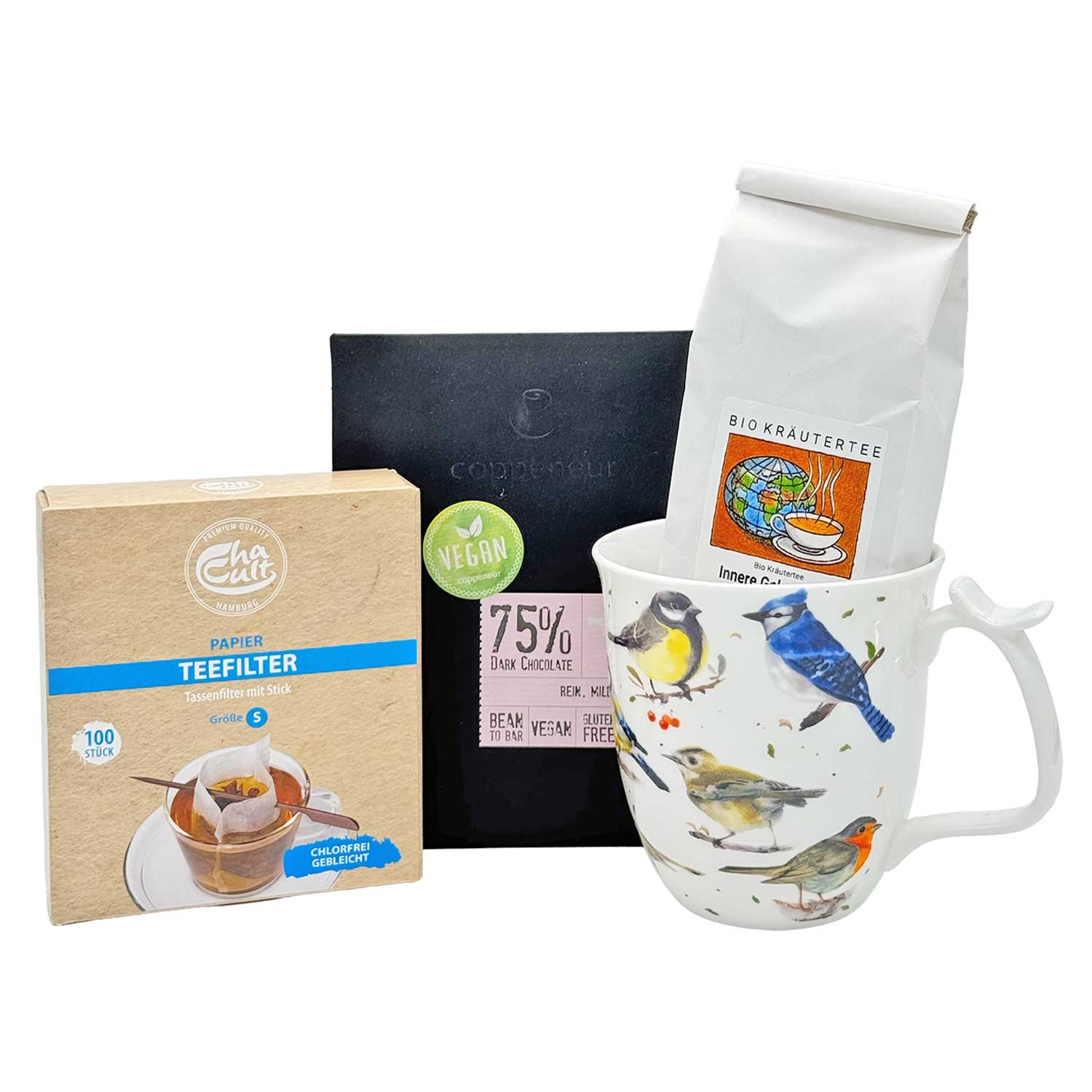 Teeset "Me-Time“ – Tasse, BIO Kräutertee, Teefilter & dunkle Schokolade | vegan Teeset "Me-Time“ – Tasse, BIO Kräutertee, Teefilter & dunkle Schokolade | vegan