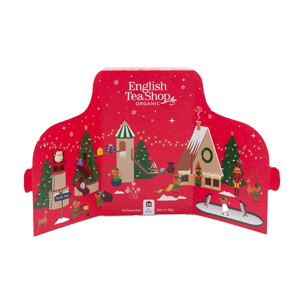 BIO Tee Adventskalender rot von English Tea Shop, 24 Pyramidenbeutel 