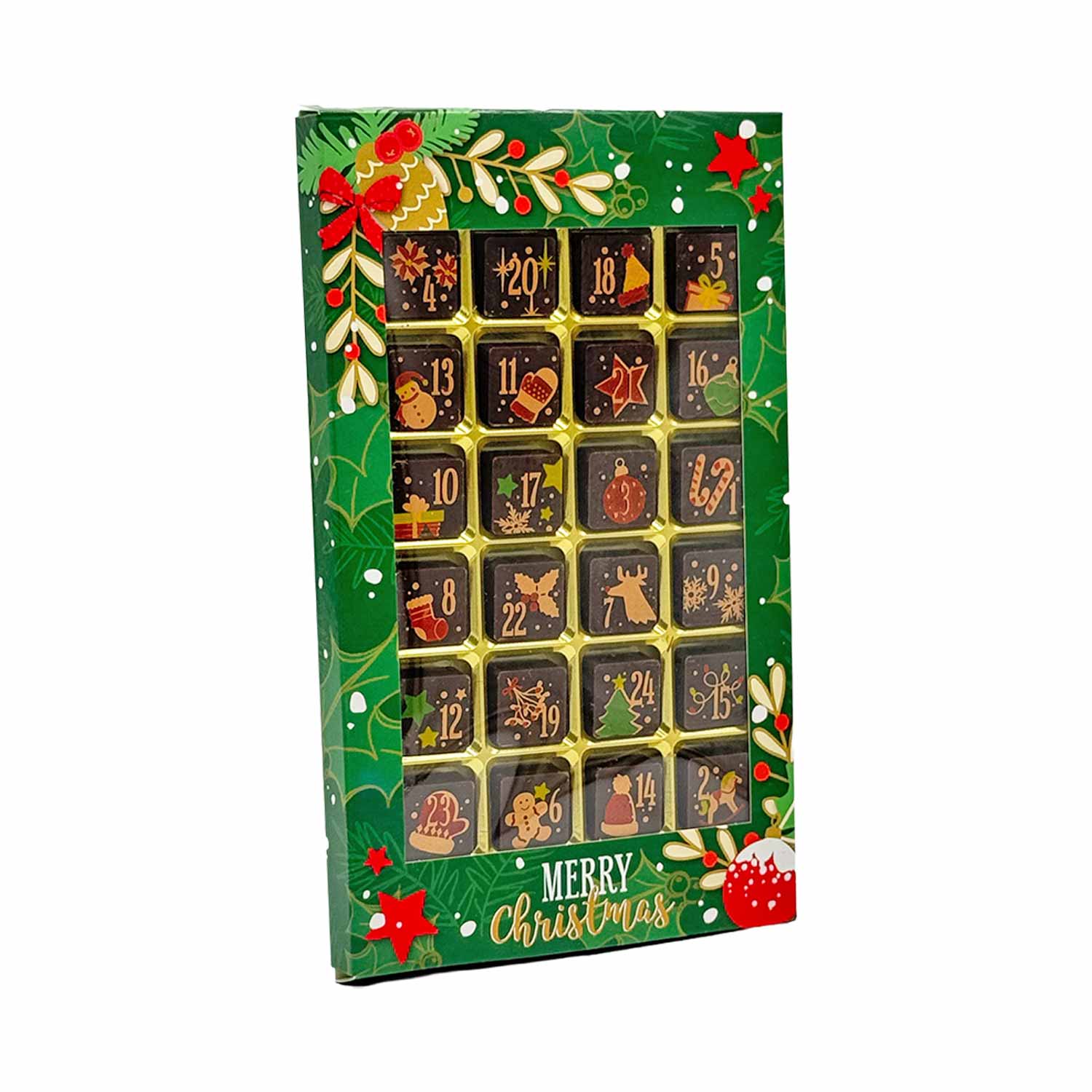 Adventstafel Zartbitter – 24 edle Schoko-Stückchen, 120 g