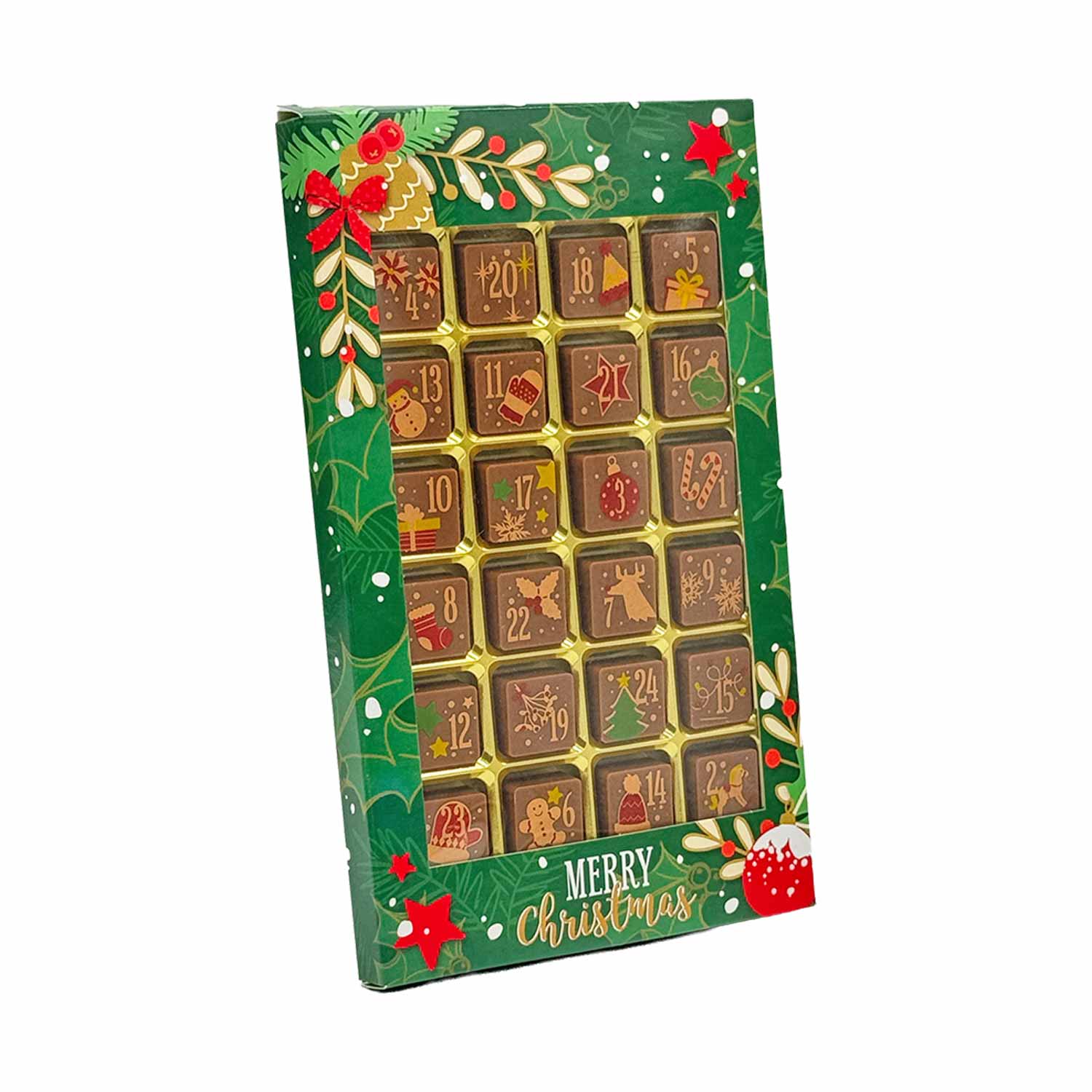 Adventstafel aus Edel-Vollmilchschokolade – 24 Stückchen, 120 g