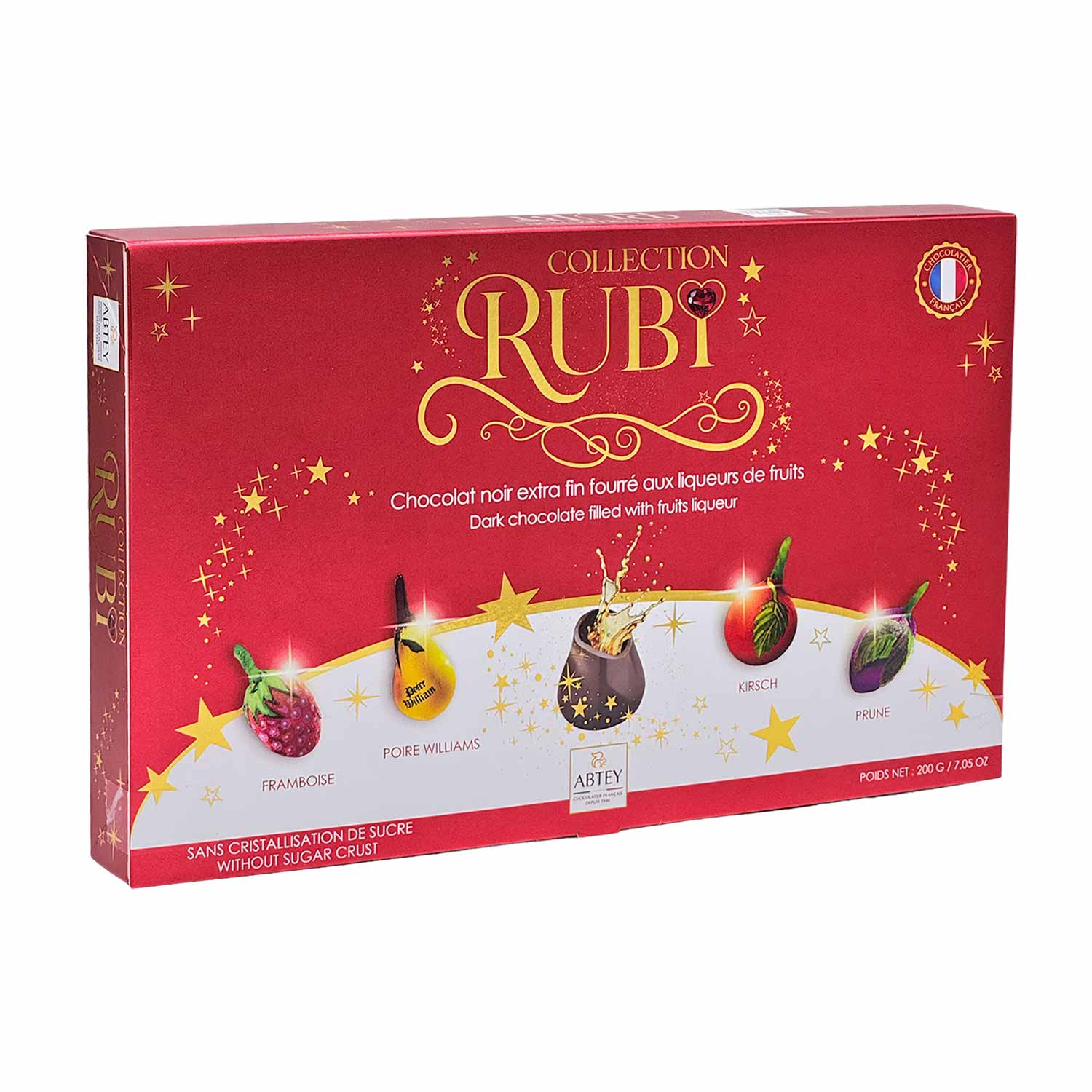 Abtey RUBI Collection – Edle Fruchtlikör-Pralinen in dunkler Schokolade