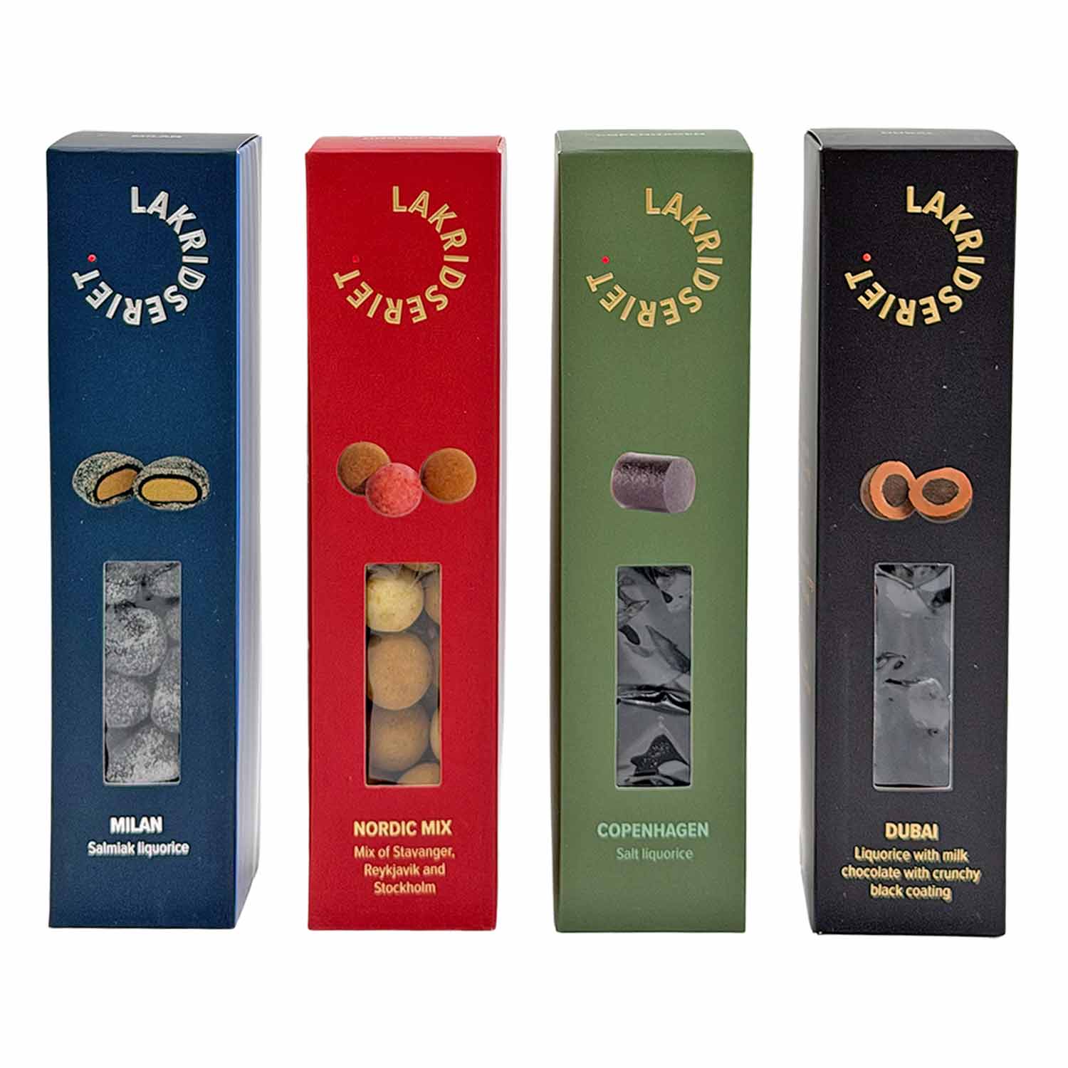 Lakridseriet Geschenkset – vier nordische Lakritzvariationen, 4 × 170 g