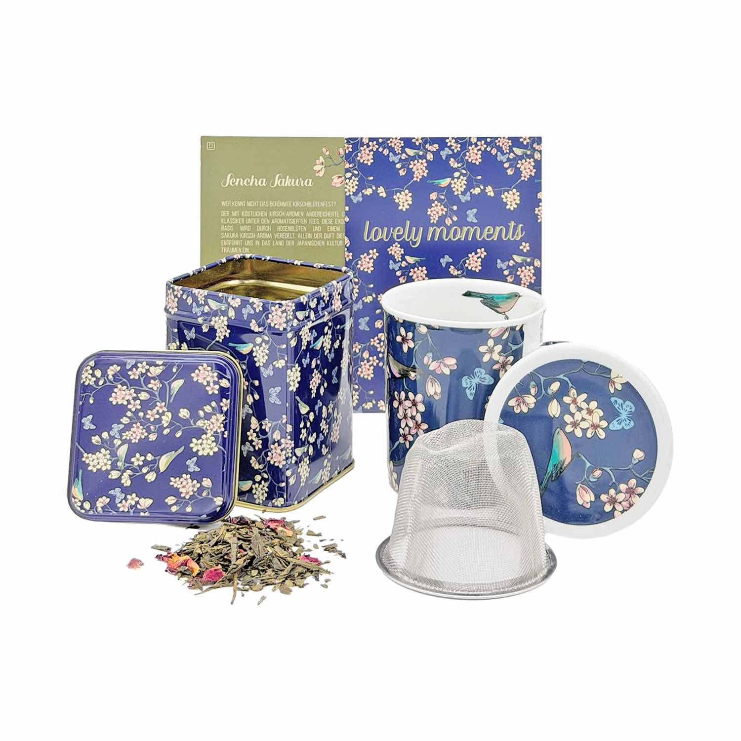 Teeset „Lovely Duett – Kräuterteetasse 3-teilig und Grüntee Sencha Sakura