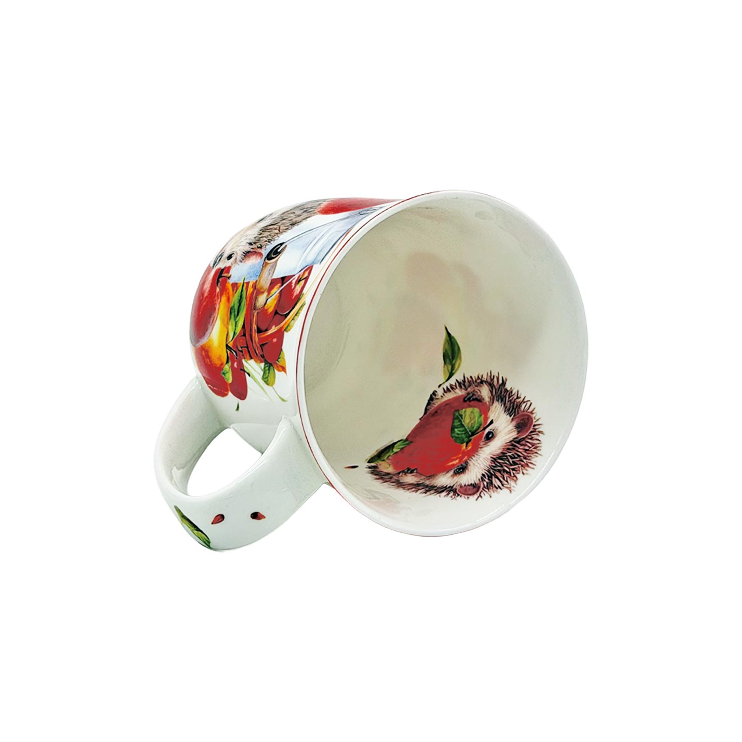 Jumbobecher „Igel & Apfel“ – Fine Bone China Tasse 400 ml mit liebevollem Herbstmotiv