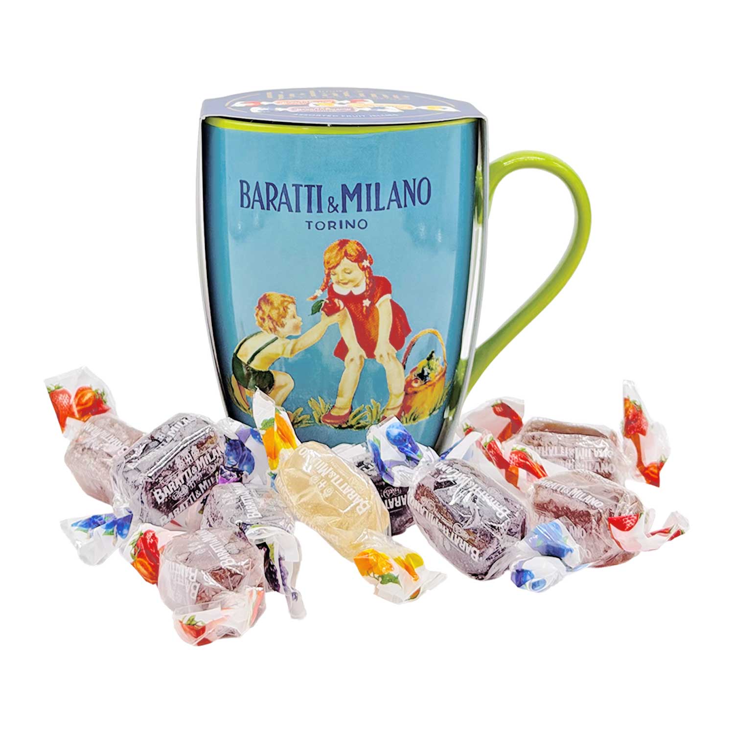 Baratti & Milano Fruchtgelee-Mischung in Vintage-Tasse, blau