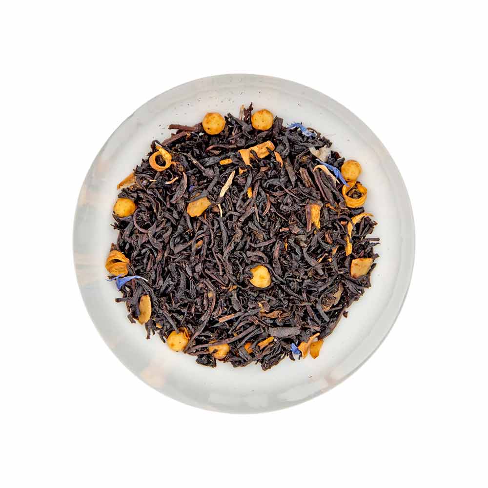 Nougat Pflaume - Schwarztee mit Kräutern und Fruchtstücken, aromatisiert