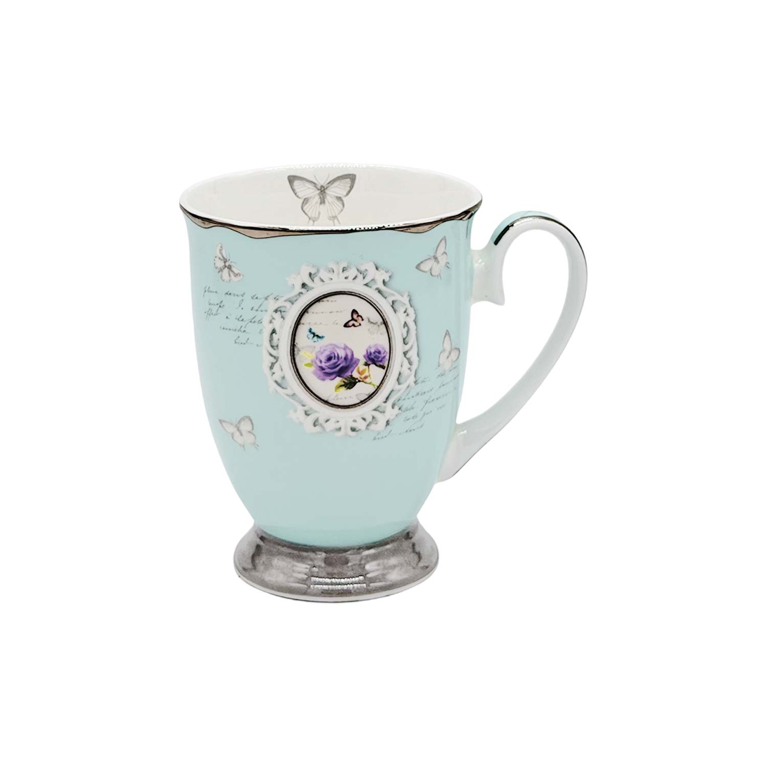 Teetasse „Rose“ – hellblau, ca. 200 ml