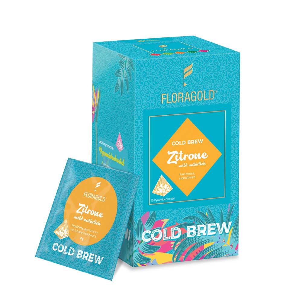 Cold Brew Zitrone im praktischen Pyramidenbeutel, natürlich aromatisierter Früchtetee