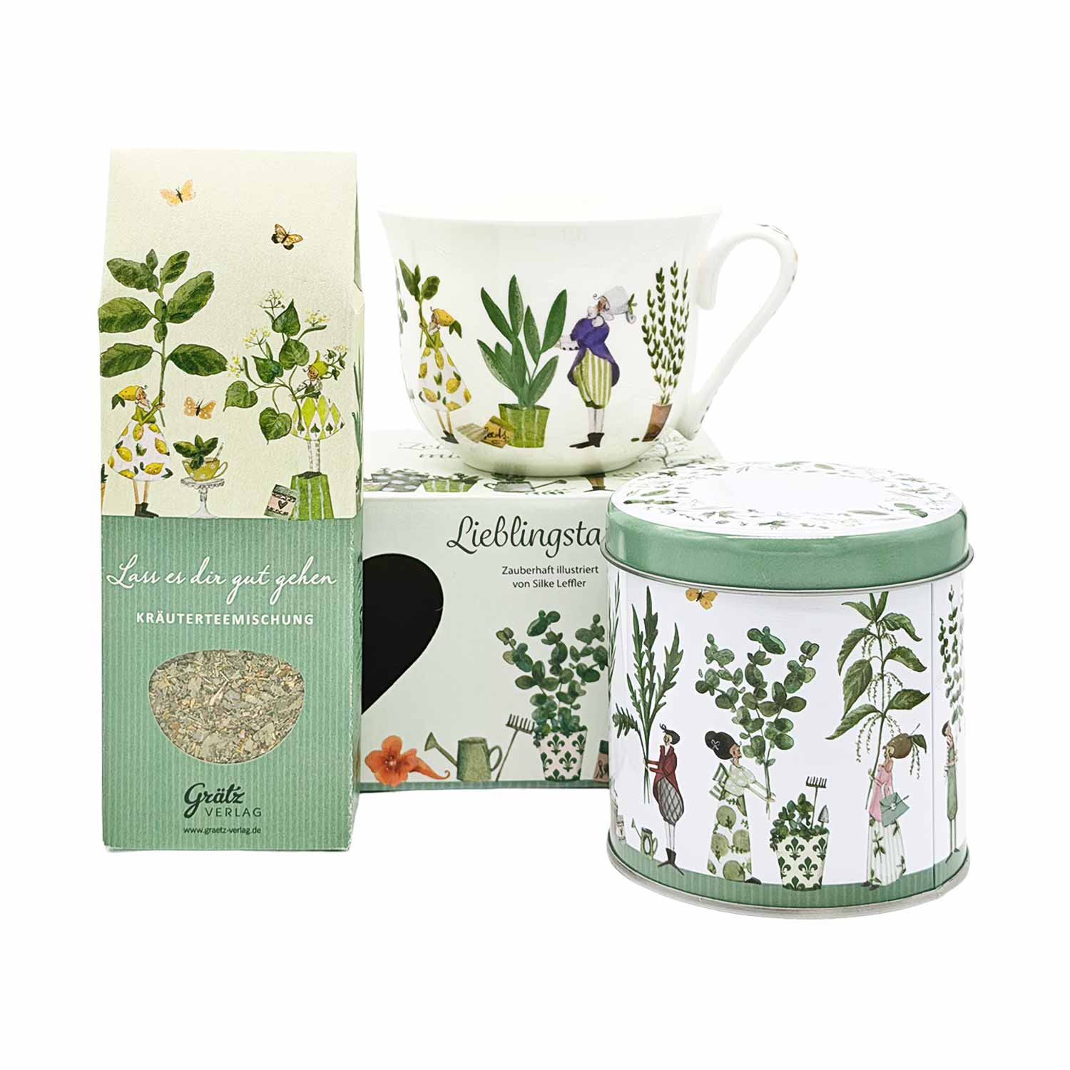 Kräutergarten Tee-Ritual Set – Teetasse, Kräutertee & Teedose