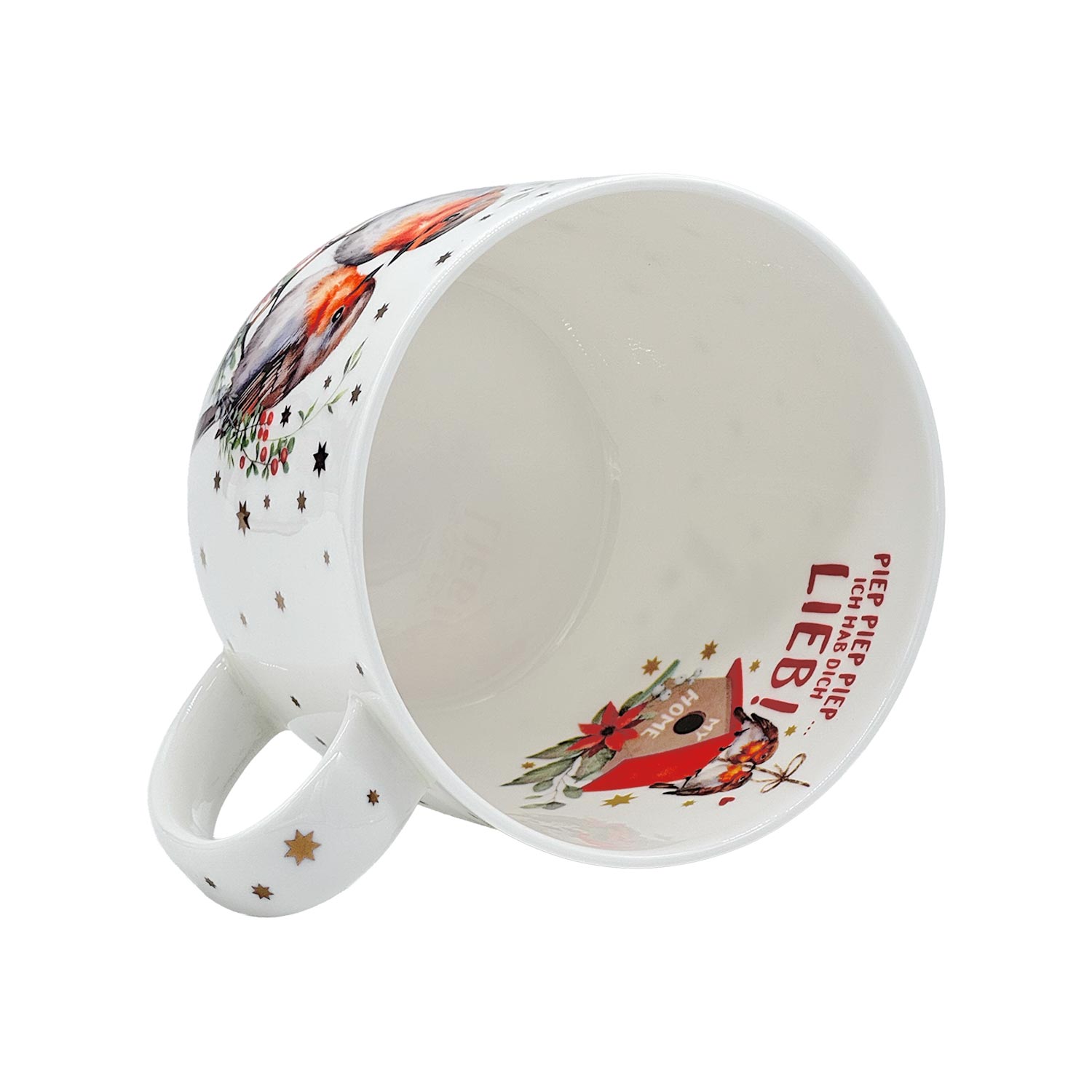 Jumbo-Teetasse „Süße Rotkehlchen“ – 700 ml, Fine Bone China