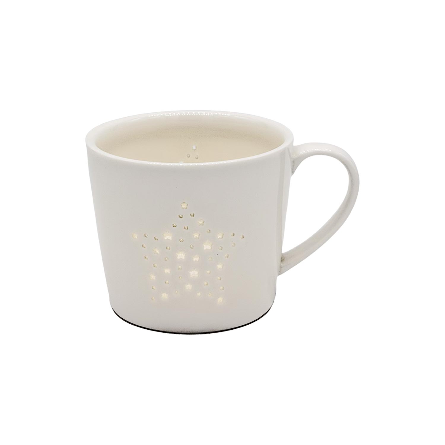 Porzellanbecher „Shiny Star“ mit transparentem Sternmotiv – 400 ml