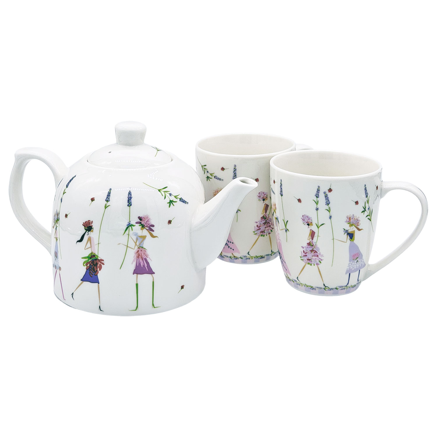 Teeset „Flower Girls“, Teekanne mit zwei Teetassen – Zeit für gemeinsame Genussmomente