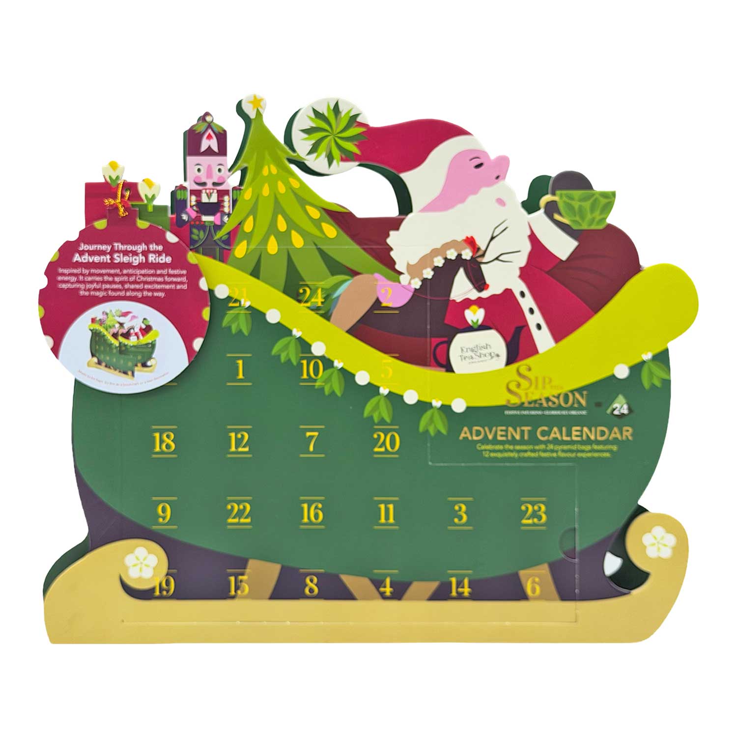 English Tea Shop BIO Tee-Adventskalender „Schlittenfahrt“ – 24 Pyramidenbeutel