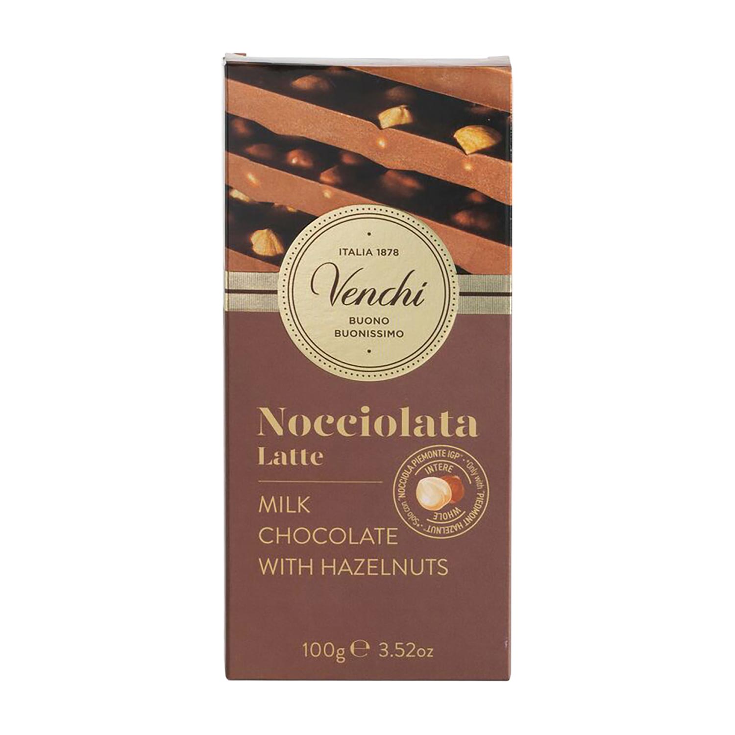 Venchi Milchschokolade Nocciolata mit Piemont-Haselnüssen – 100 g