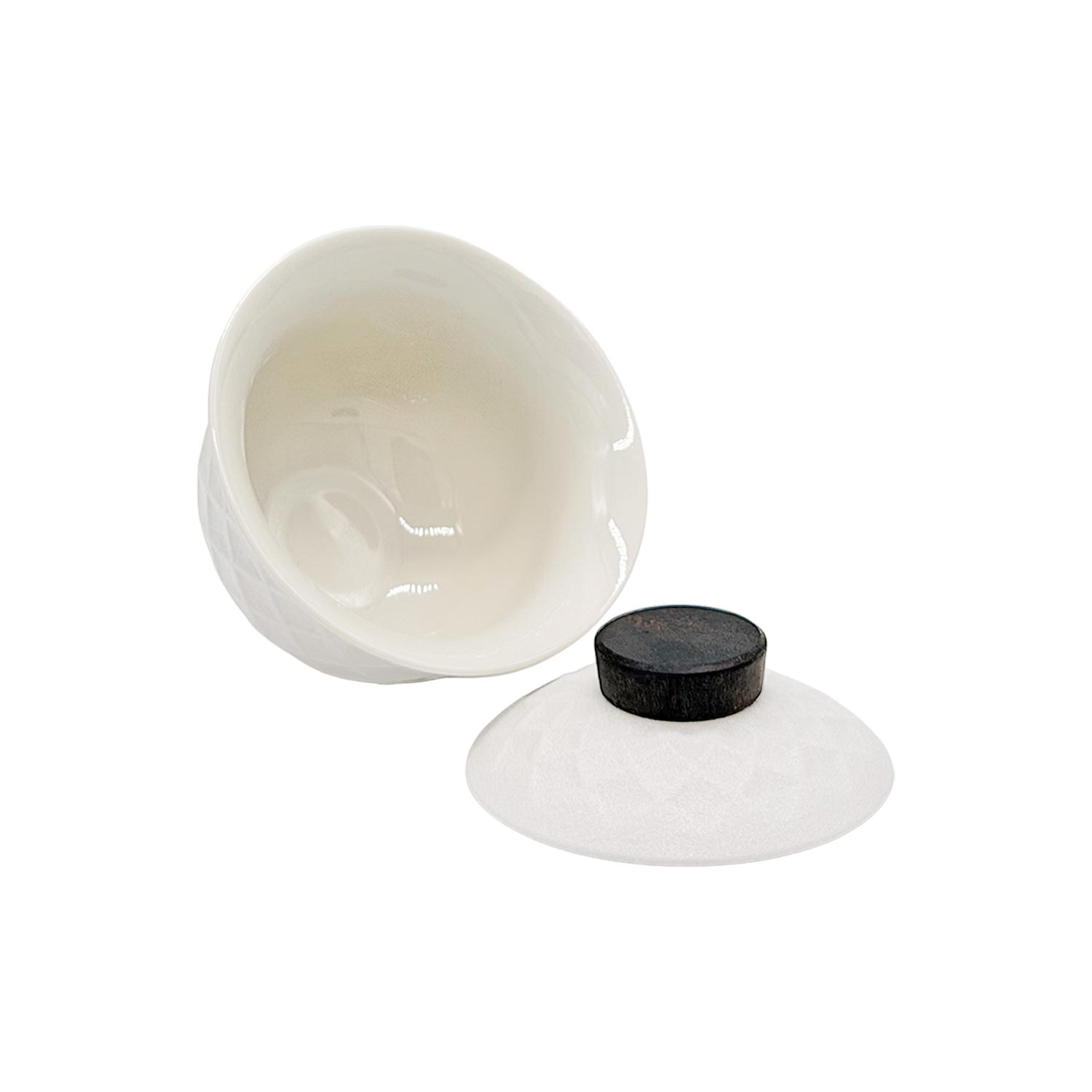 Gaiwan „Menja White“ – weißes Porzellan mit Rautenmuster