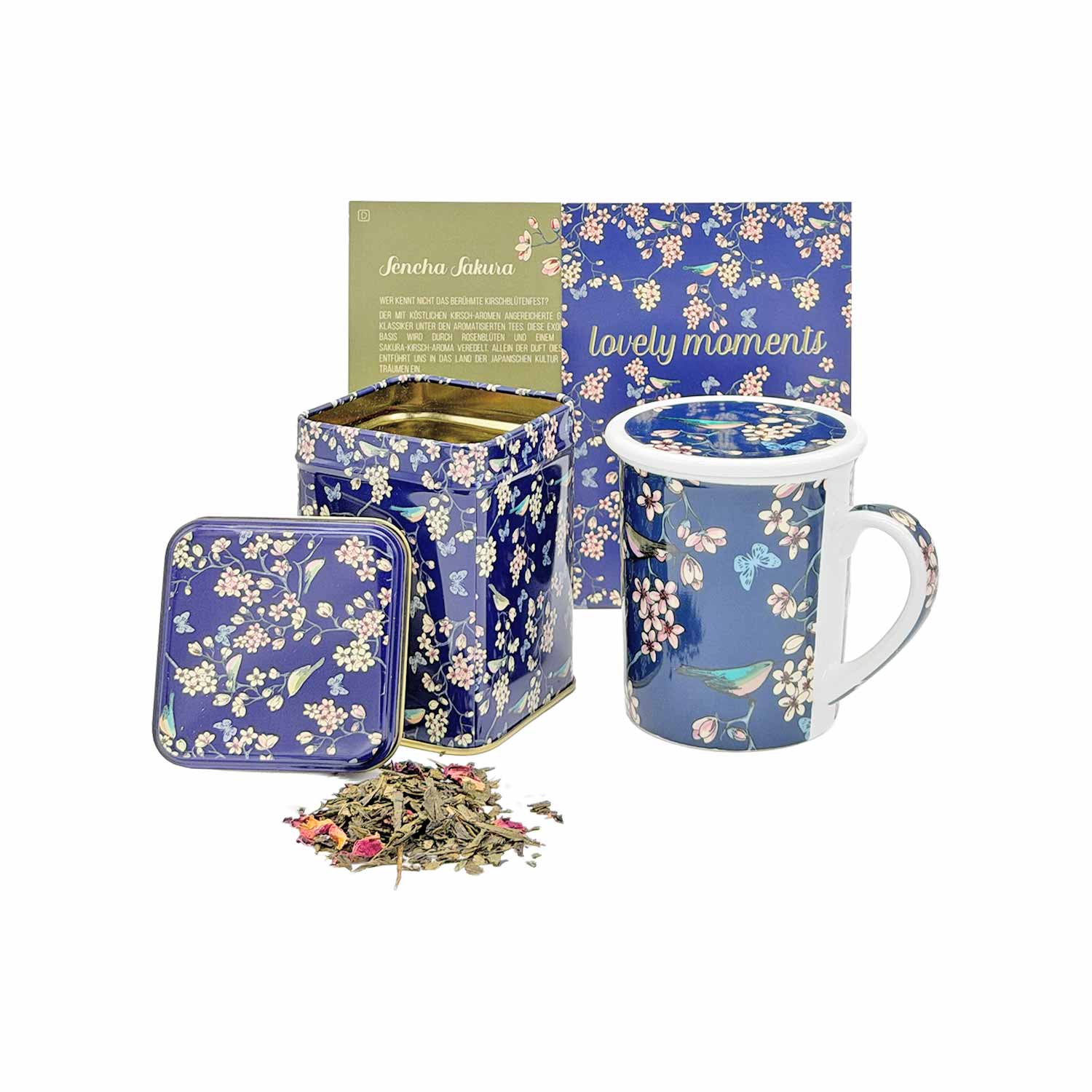 Teeset „Lovely Duett – Kräuterteetasse 3-teilig und Grüntee Sencha Sakura Teeset „Lovely Duett – Kräuterteetasse 3-teilig und Grüntee Sencha Sakura