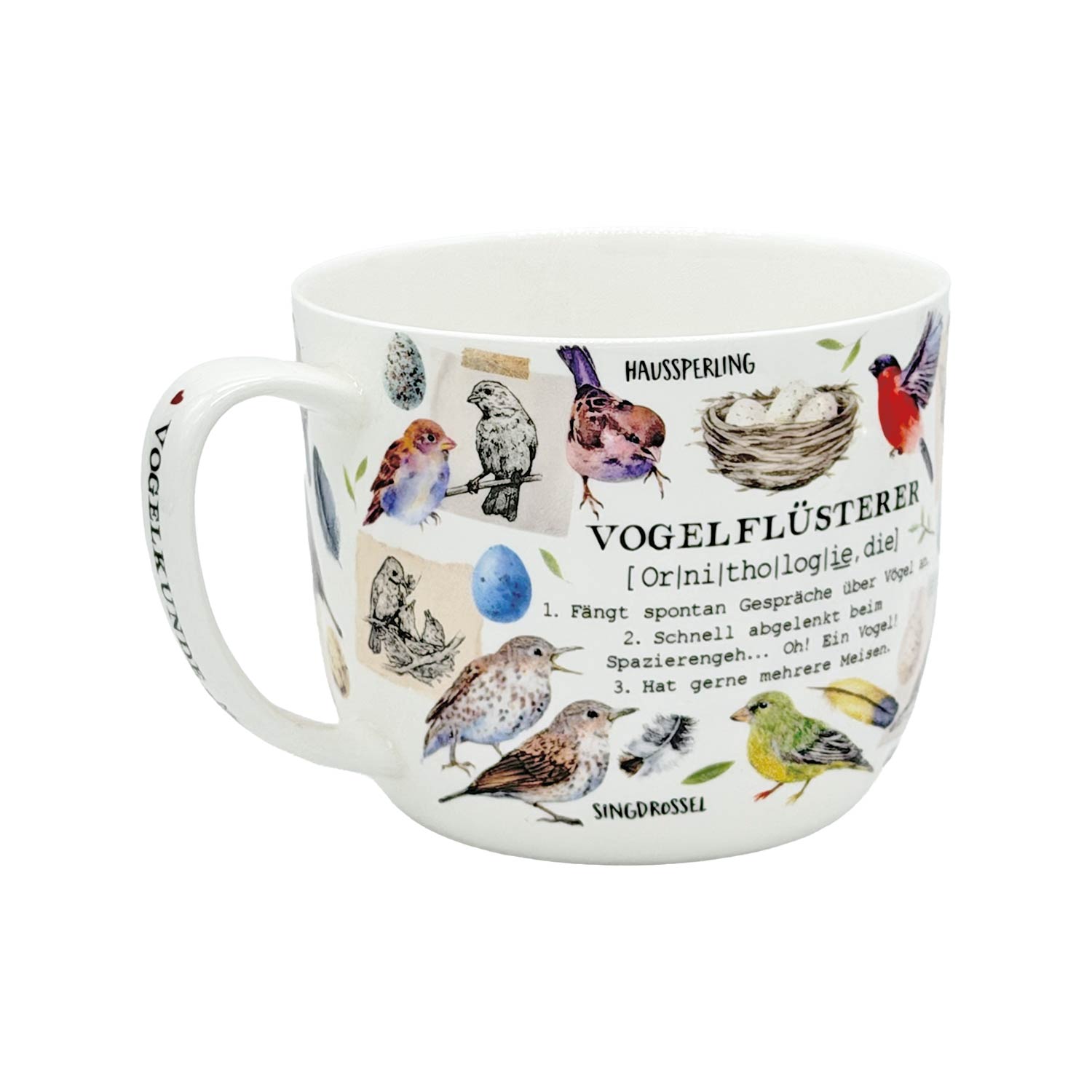 Jumbo Teebecher „Vogelgeflüster“ – Fine Bone China, 700 ml
