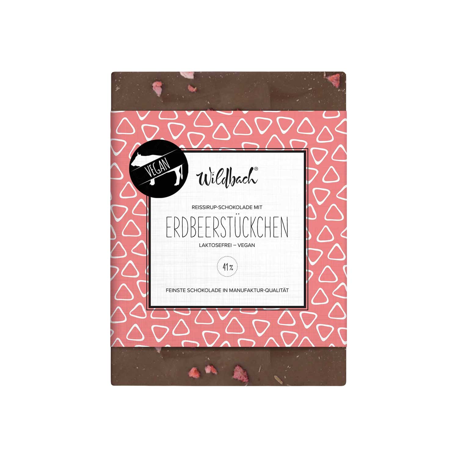 Wildbach Reissirup-Schokolade mit Erdbeerstückchen - vegan Wildbach Reissirup-Schokolade mit Erdbeerstückchen - vegan