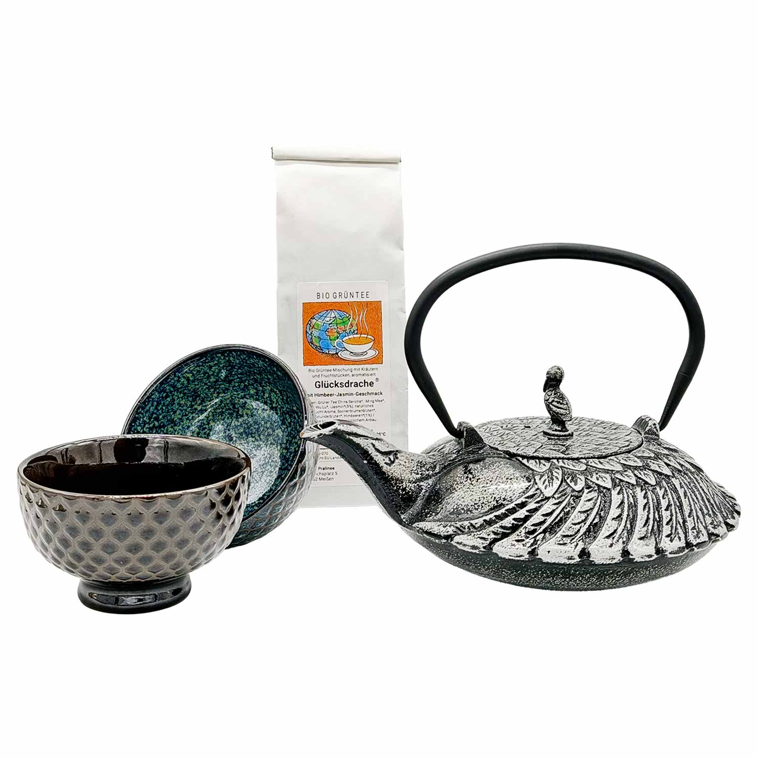 Japan Premium Tee-Set für Zwei – Gusseisenkanne & BIO Grüntee