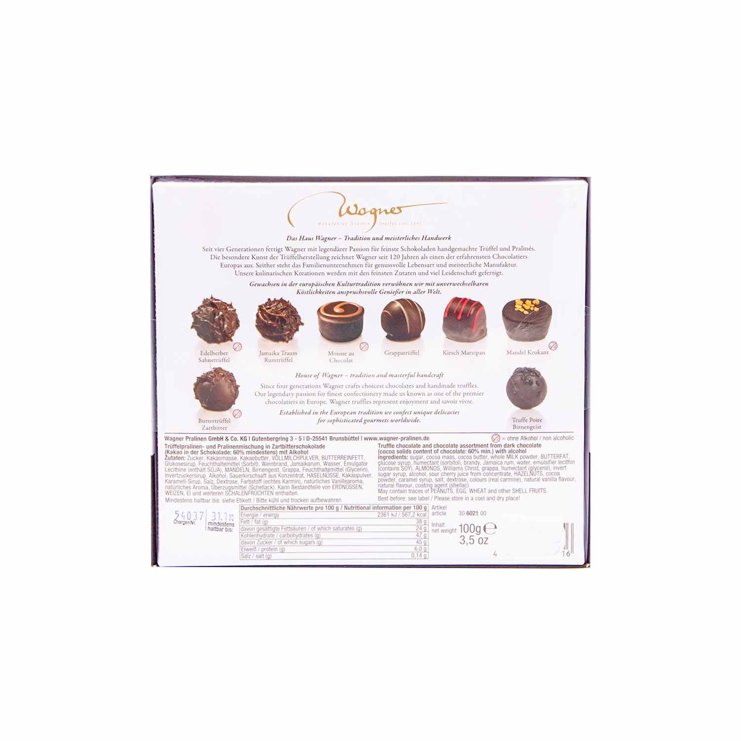Trüffelpralinenmischung Edelherb mit Alkohol, 100 g Trüffelpralinenmischung Edelherb mit Alkohol, 100 g
