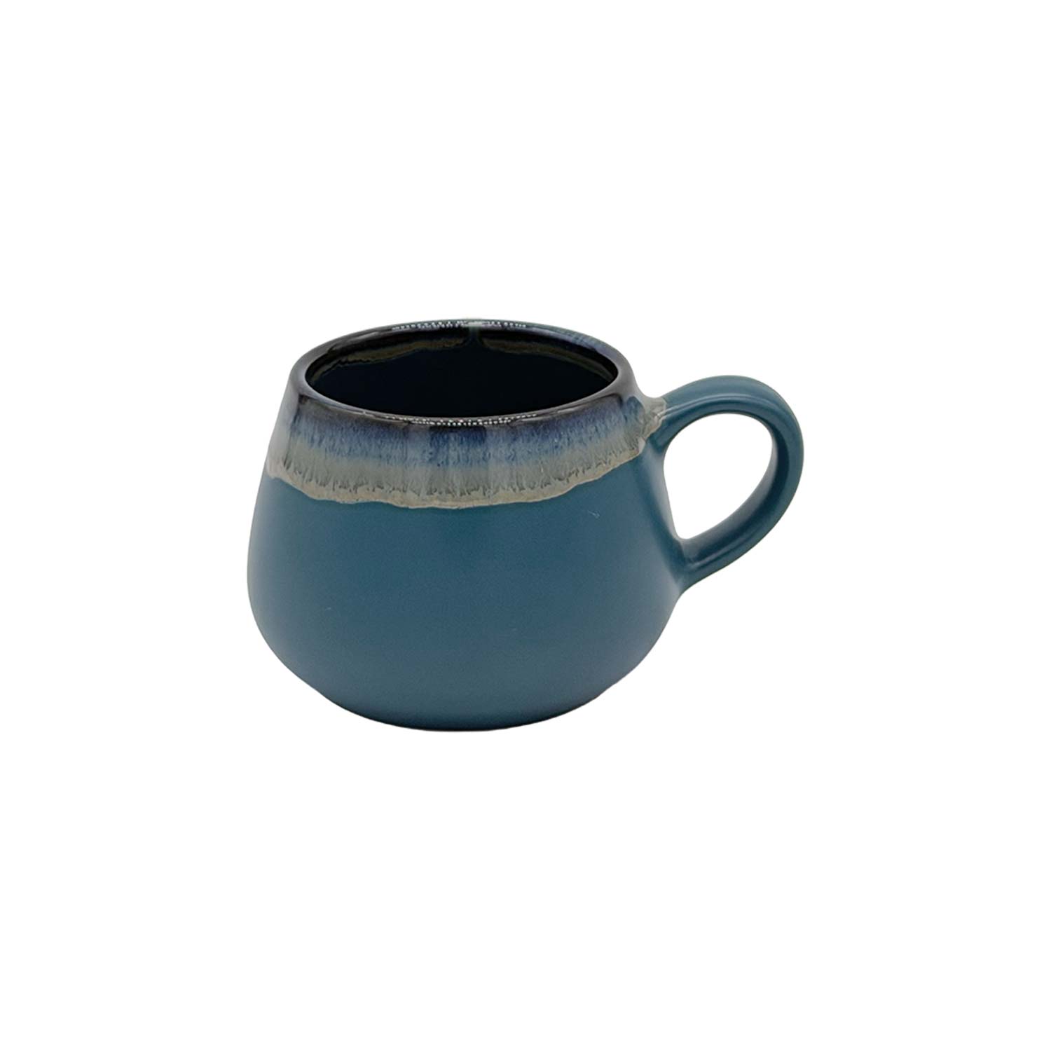 Espressotasse „Reactive Glaze“ – Petrol und Schwarz, 50 ml