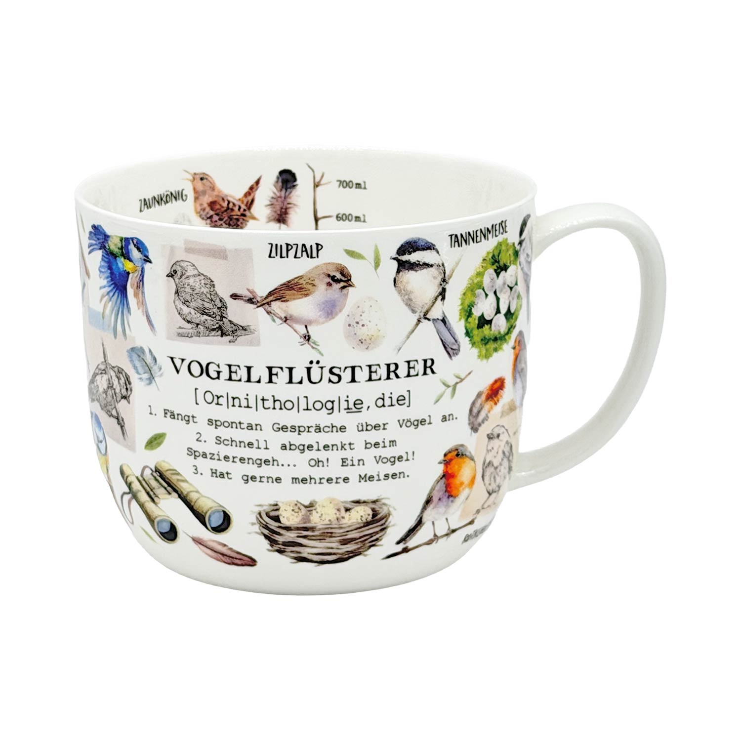 Jumbo Teebecher „Vogelgeflüster“ – Fine Bone China, 700 ml