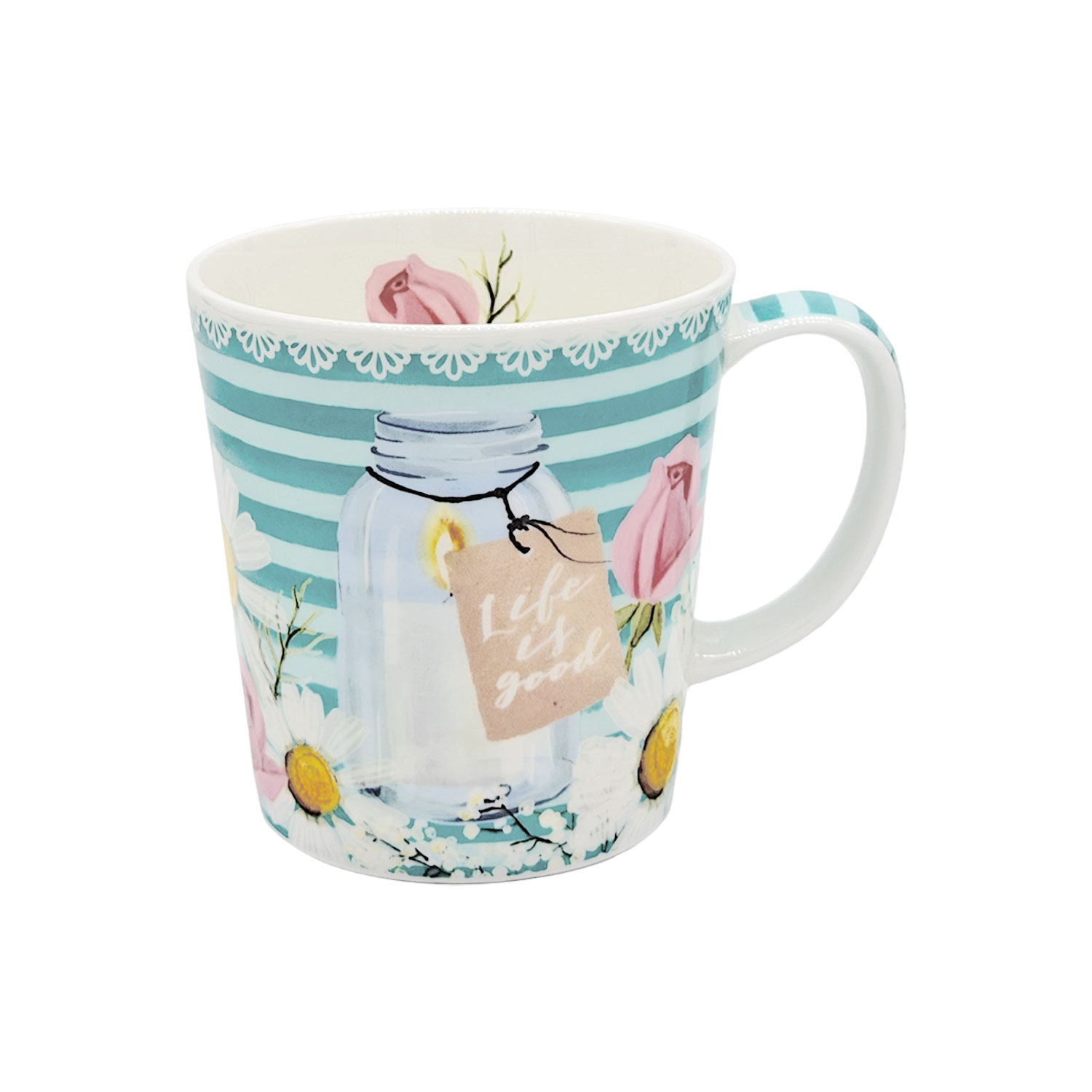 Teetasse „Life is good“ – 400 ml Fine Bone China