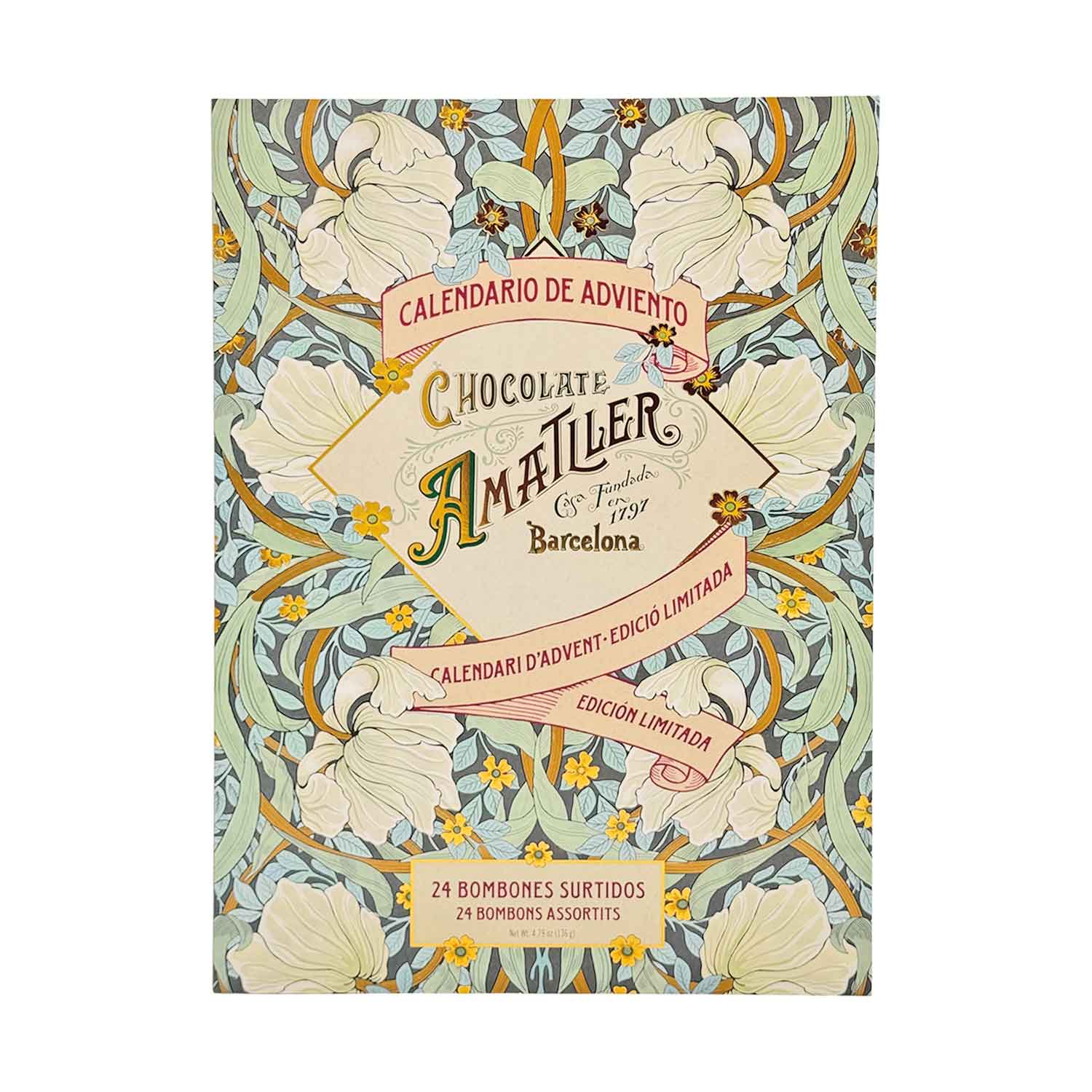 Adventskalender Amatller – Flores Pralinen aus Barcelona, alkoholfrei