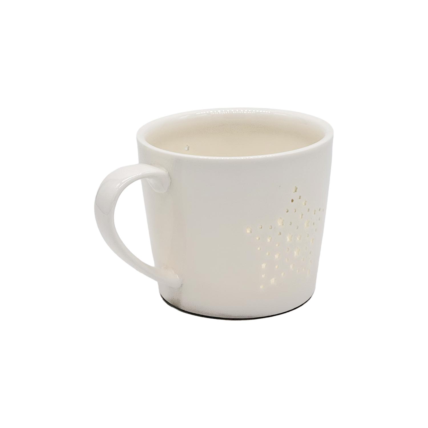 Porzellanbecher „Shiny Star“ mit transparentem Sternmotiv – 400 ml