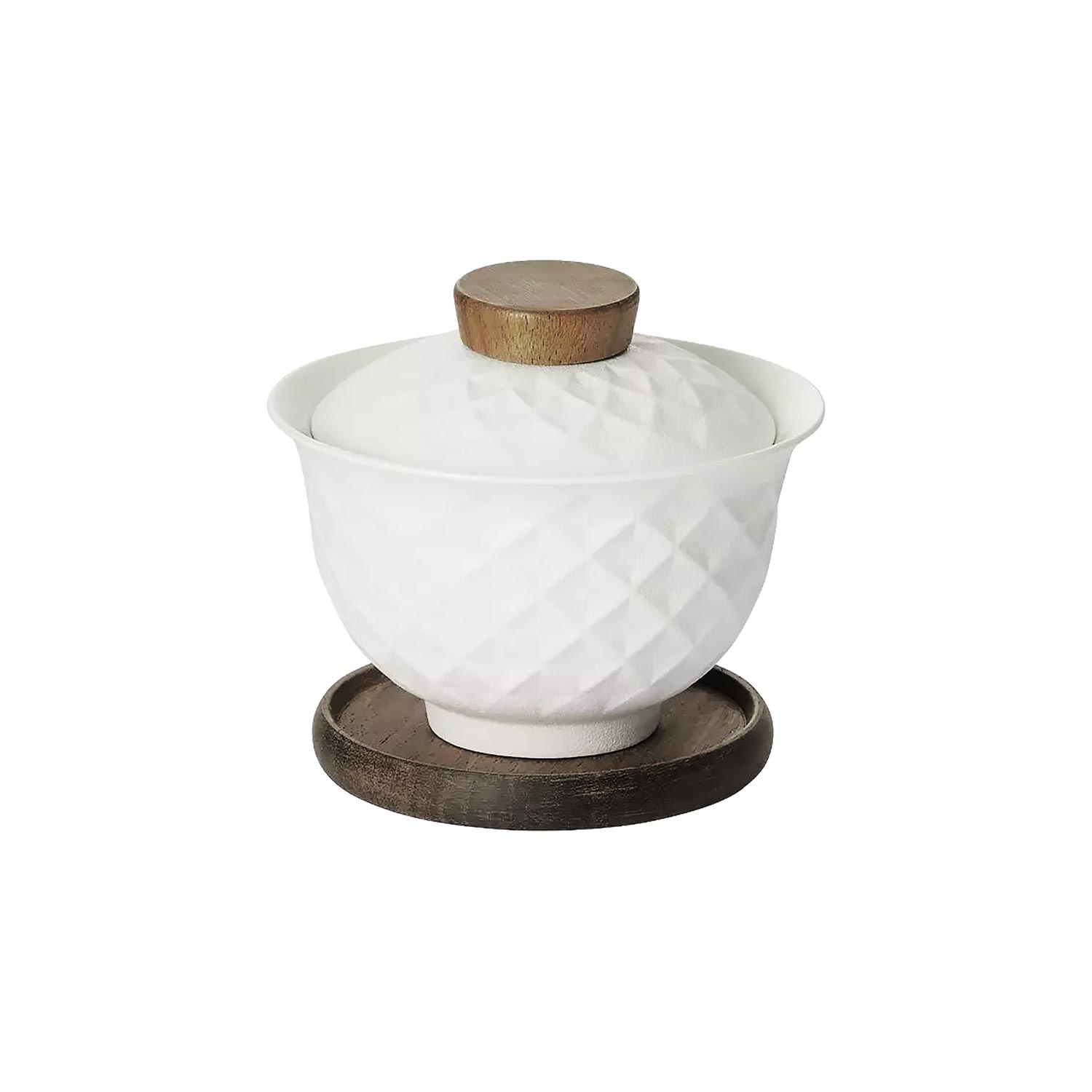 Gaiwan „Menja White“ – weißes Porzellan mit Rautenmuster