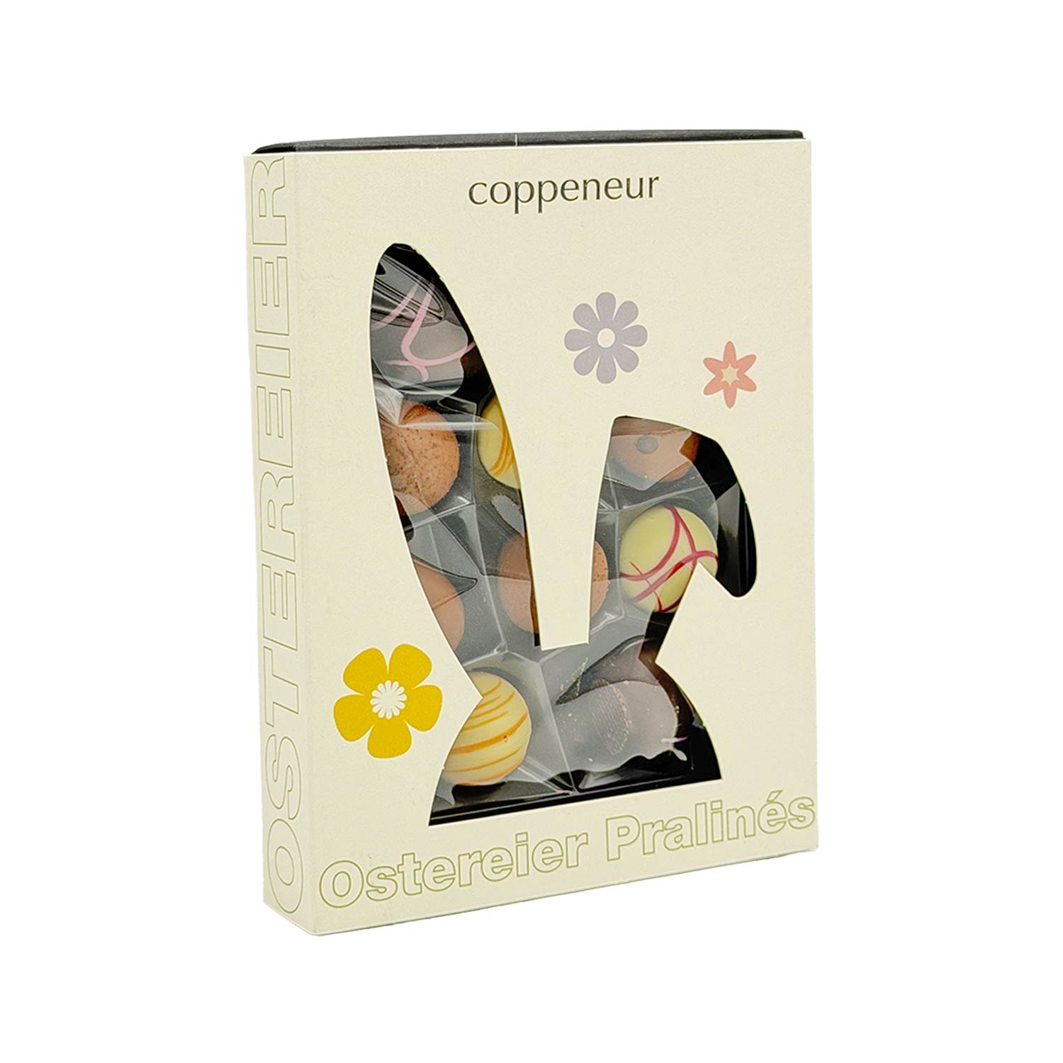 Sélection Ostereier & Pralinés – Geschenkbox mit Hasenohren, alkoholfrei, 10 Stück