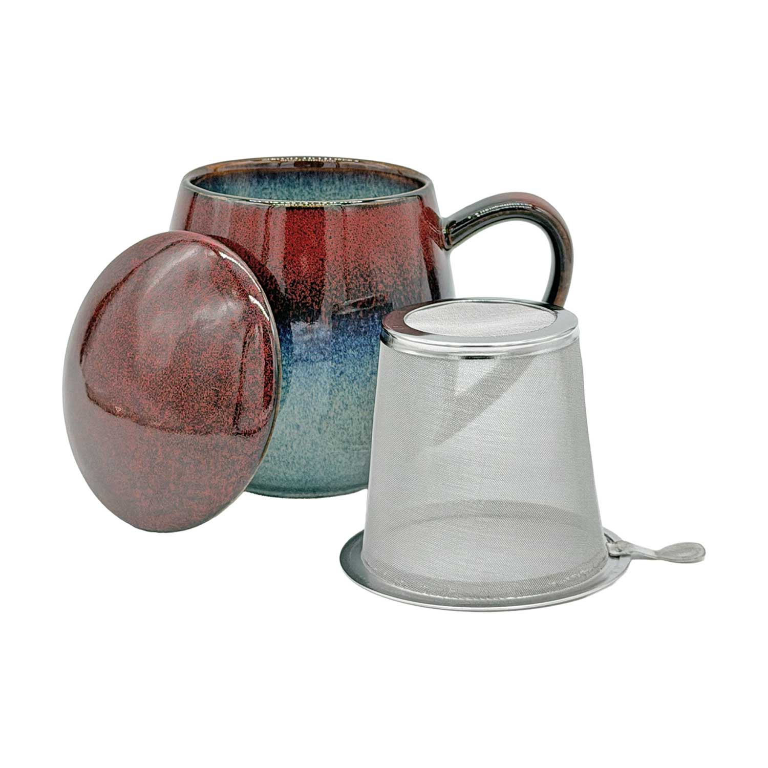 Kräuterteetasse Hellblau/Braun, 3-teilig, 350 ml
