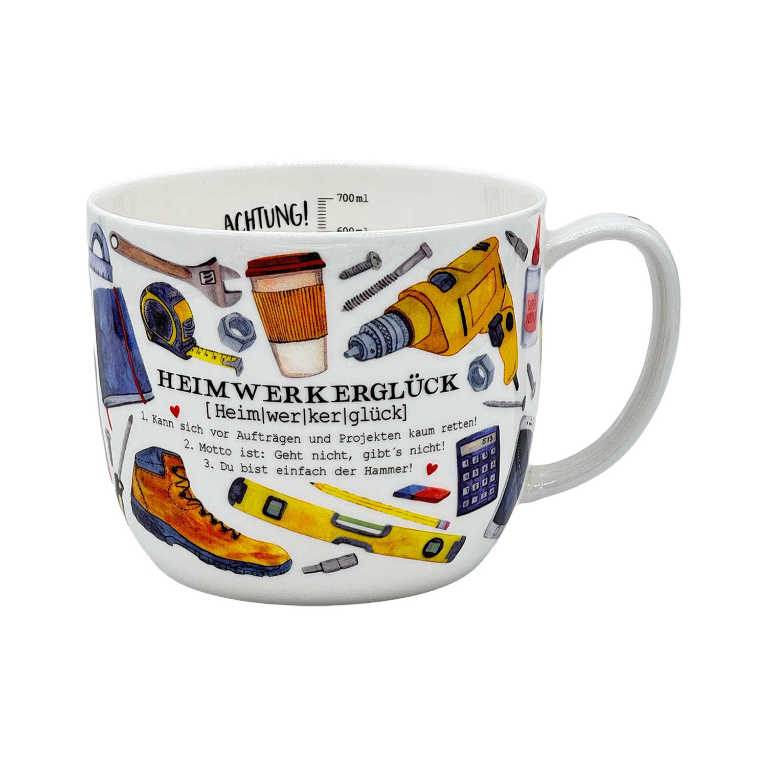 Jumbo-Teetasse „Heimwerkerglück“ – 700 ml, Fine Bone China