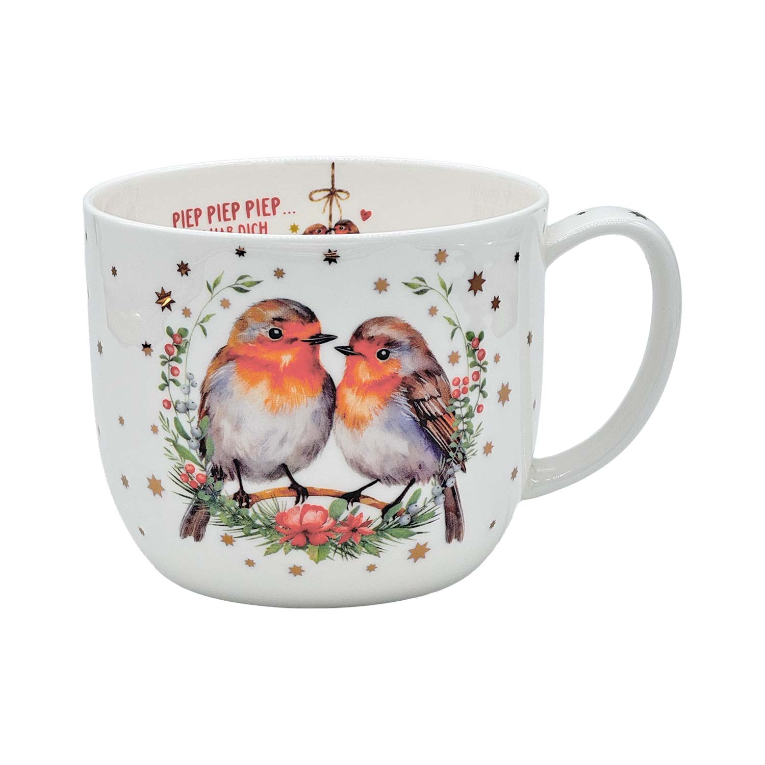 Jumbo-Teetasse „Süße Rotkehlchen“ – 700 ml, Fine Bone China